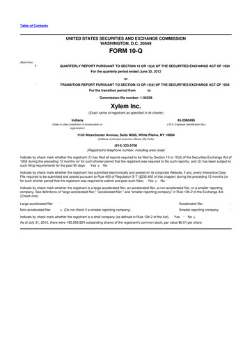 Thumbnail Xylem 10-Q Quarterly Report FY2012 