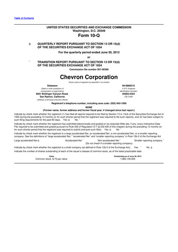 Thumbnail Chevron 10-Q Quarterly Report FY2012 