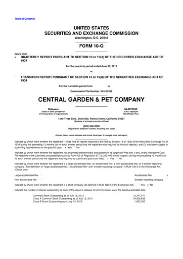 Miniature Central Garden & Pet 10-Q Rapport trimestriel 2012 