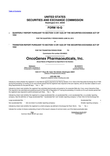 Thumbnail Achieve Life Sciences
 10-Q Quarterly Report FY2012 
