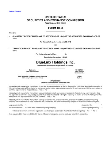 Thumbnail Bluelinx 10-Q Quarterly Report FY 