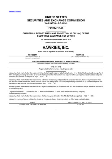 Thumbnail Hawkins 10-Q Quarterly Report FY2013 