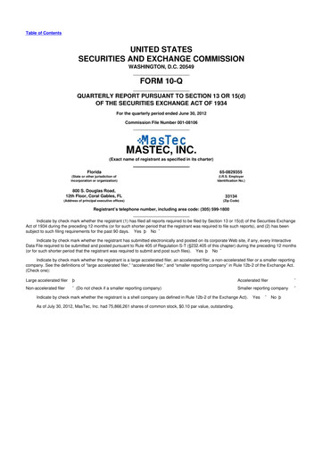 Miniature MasTec 10-Q Rapport trimestriel 2012 