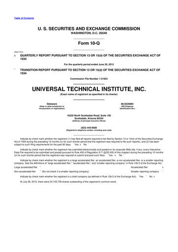 Thumbnail Universal Technical Institute 10-Q Quarterly Report FY2012 