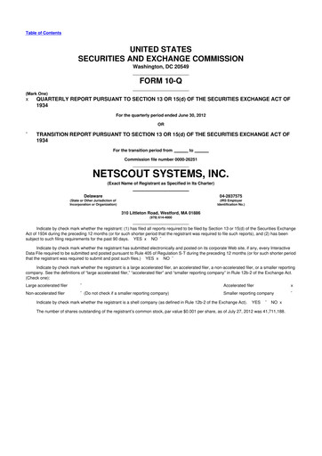 Thumbnail NETSCOUT 10-Q Quarterly Report FY2013 