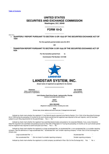 Thumbnail Landstar System
 10-Q Quarterly Report FY2012 