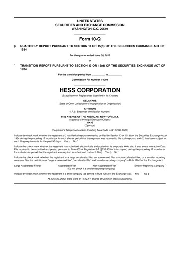 Vorschaubild Hess 10-Q Quartalsbericht 2012 