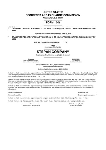 Thumbnail Stepan Company
 10-Q Quarterly Report FY2012 