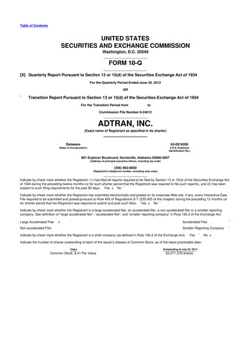 Thumbnail ADTRAN 10-Q Quarterly Report FY2012 