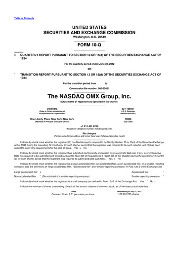 Thumbnail Nasdaq 10-Q Quarterly Report FY2012 