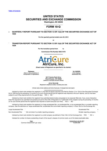 Thumbnail AtriCure 10-Q Quarterly Report FY2012 