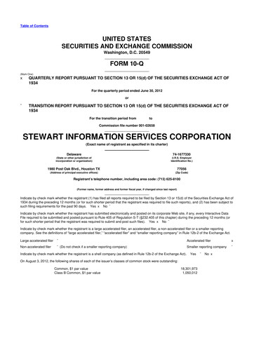 Thumbnail Stewart Information Services 10-Q Quarterly Report FY2012 