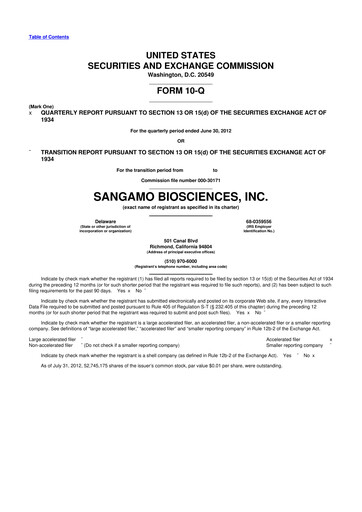 Thumbnail Sangamo Therapeutics
 10-Q Quarterly Report FY2012 