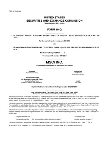 Vorschaubild MSCI 10-Q Quartalsbericht 2012 