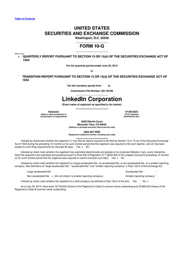 Thumbnail Linkedin 10-Q Quarterly Report FY2012 