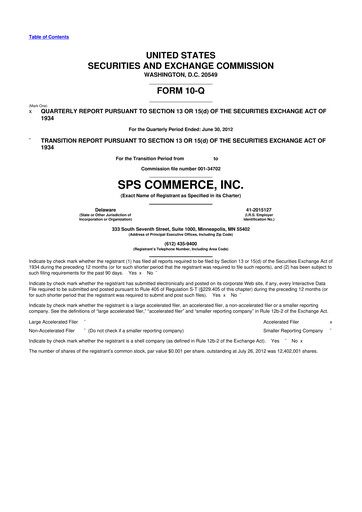 Thumbnail SPS Commerce
 10-Q Quarterly Report FY2012 