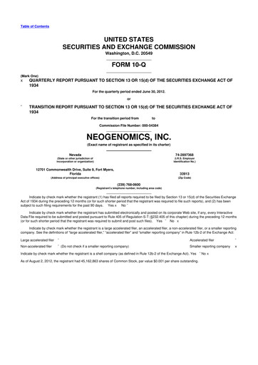 Thumbnail NeoGenomics
 10-Q Quarterly Report FY 
