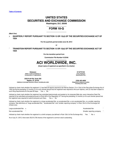 Thumbnail ACI Worldwide
 10-Q Quarterly Report FY2012 