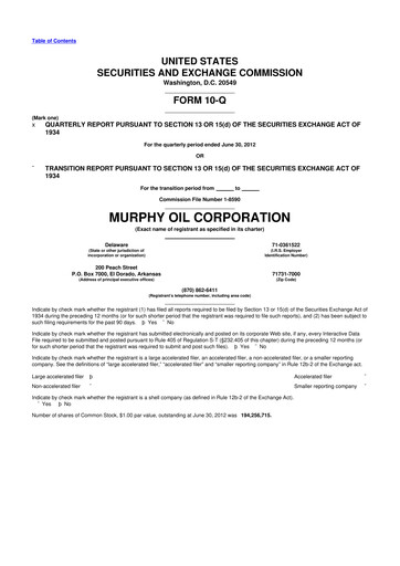 Thumbnail Murphy Oil
 10-Q Quarterly Report FY2012 