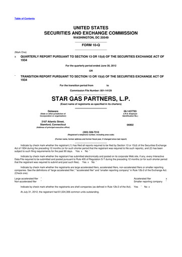 Thumbnail Star Group 10-Q Quarterly Report FY2012 