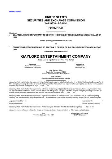 Vorschaubild Ryman Hospitality Properties 10-Q Quartalsbericht 2012 