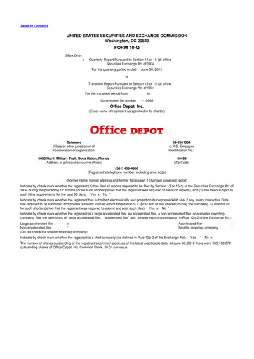 Thumbnail The ODP Corporation
 10-Q Quarterly Report FY2012 