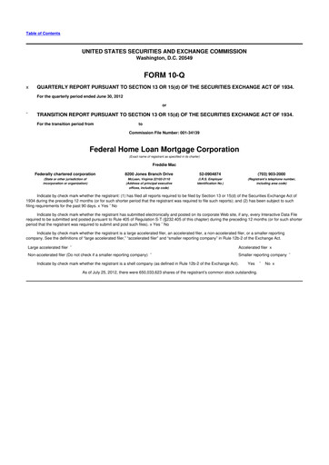 Thumbnail Freddie Mac
 10-Q Quarterly Report FY2012 