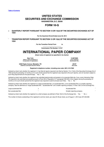 Vorschaubild International Paper
 10-Q Quartalsbericht 2012 