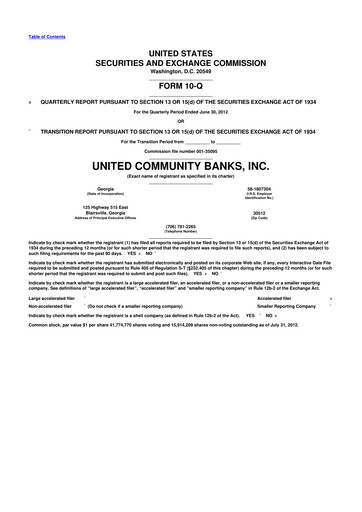 Miniature United Community Bank 10-Q Rapport trimestriel  