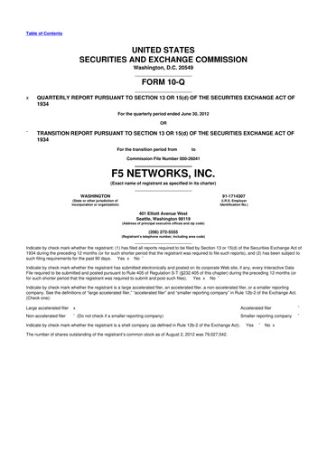 Vorschaubild F5 10-Q Quartalsbericht 2012 