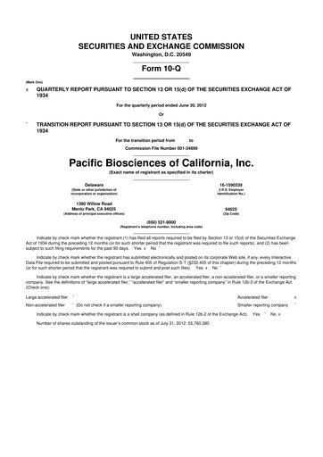 Thumbnail Pacific Biosciences
 10-Q Quarterly Report FY2012 