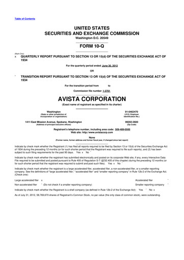 Thumbnail Avista
 10-Q Quarterly Report FY2012 
