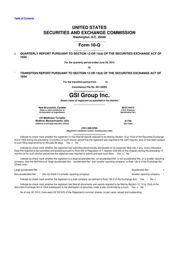 Miniature Novanta 10-Q Rapport trimestriel 2012 
