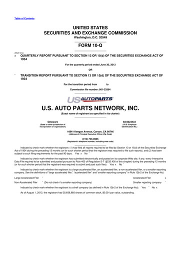 Thumbnail CarParts.com
 10-Q Quarterly Report FY2012 