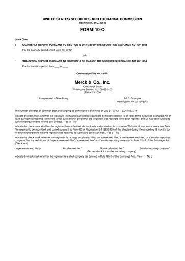 Miniature Merck 10-Q Rapport trimestriel 2012 