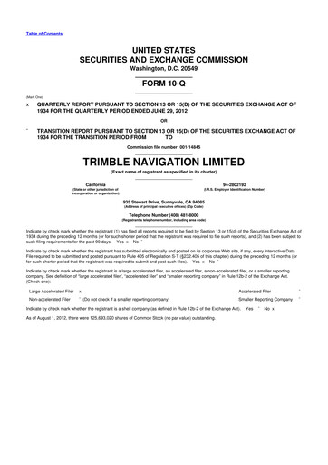 Vorschaubild Trimble 10-Q Quartalsbericht 2012 