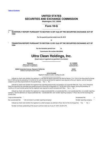 Vorschaubild UCT (Ultra Clean Holdings) 10-Q Quartalsbericht 2012 