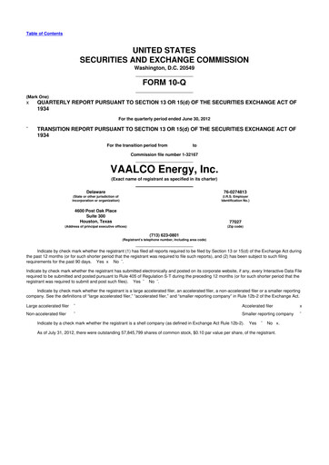 Thumbnail Vaalco Energy
 10-Q Quarterly Report FY2012 