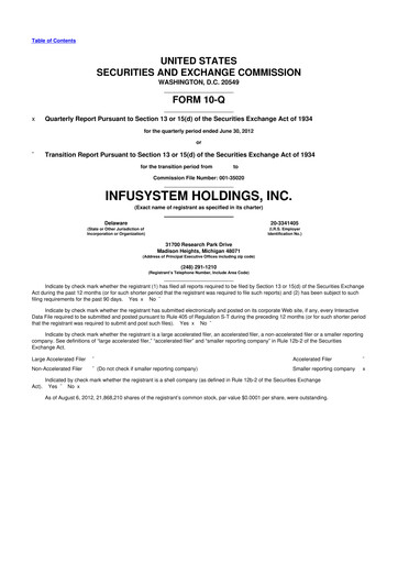 Thumbnail InfuSystem 10-Q Quarterly Report FY2012 