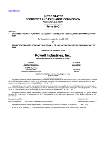 Thumbnail Powell Industries 10-Q Quarterly Report FY2012 