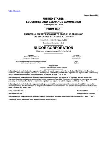 Vorschaubild Nucor
 10-Q Quartalsbericht 2012 