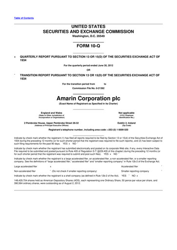 Thumbnail Amarin Corporation
 10-Q Quarterly Report FY2012 