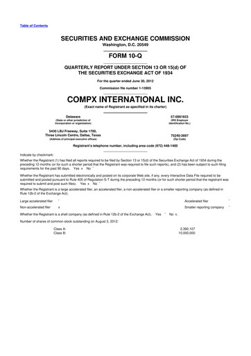 Thumbnail CompX International 10-Q Quarterly Report FY2012 