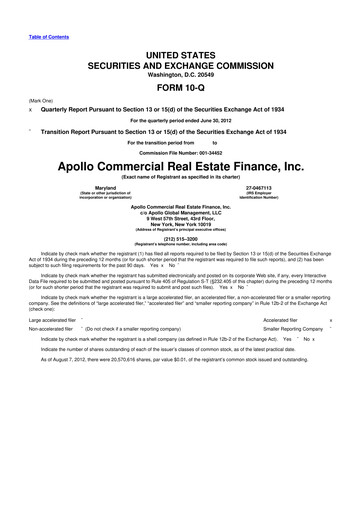 Thumbnail Apollo Commercial Real Estate Finance 10-Q Quarterly Report FY2012 