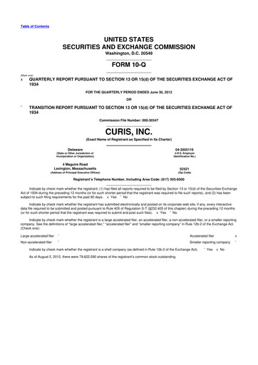 Thumbnail Curis 10-Q Quarterly Report FY2012 