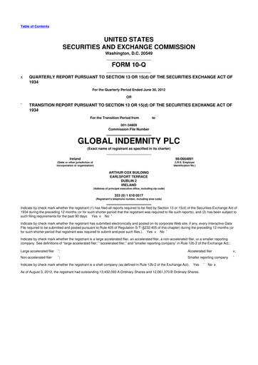 Thumbnail Global Indemnity 10-Q Quarterly Report FY2012 