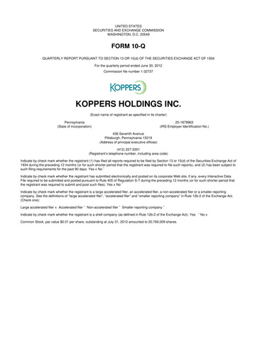 Thumbnail Koppers Holdings 10-Q Quarterly Report FY2012 