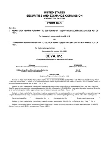 Thumbnail CEVA
 10-Q Quarterly Report FY2012 