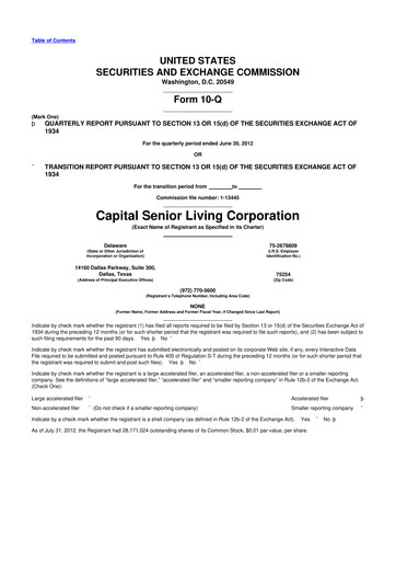 Thumbnail Sonida Senior Living 10-Q Quarterly Report FY2012 