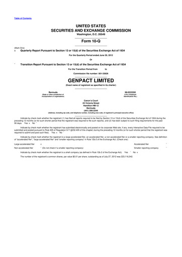 Vorschaubild Genpact 10-Q Quartalsbericht 2012 